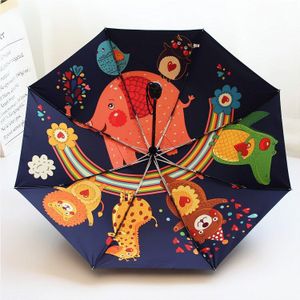 Creatieve Dier Olifant Kinderen Paraplu Drie Opvouwbare Automatische Paraplu Regen Vrouwen Zonnebrandcrème Anti UV Paraplu