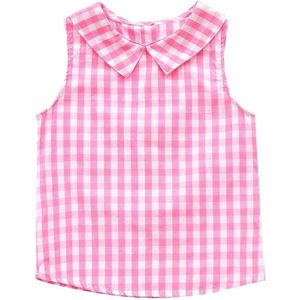 Kinderen Baby Kids Tops O-hals Mouwloze Plaid T Shirts Print Vest Tops Voor Meisjes Zomer Casual Kleding Mouwloos T-shirt