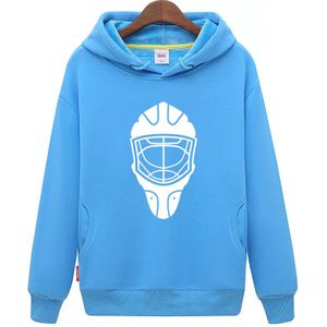 Cool Hockey goedkope unisex blauw hockey truien Sweater met een hockey masker voor mannen & vrouwen