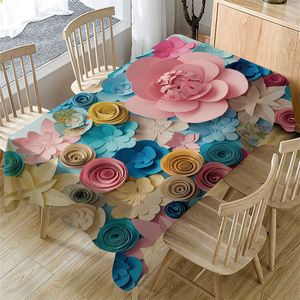 Tafelkleed 3D Bloem Tafelkleed Wasbaar Rechthoekige Thee Tafel Cover Eetkamer Home Decor Keuken Eettafel Doek # LR3