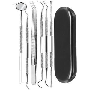 5/6 Pcs Rvs Dental Tool Set Mond Spiegel Scaler Sonde Pincet Tandarts Tandsteen Verwijderen Tooth Schoonmaak Tool 20 #2