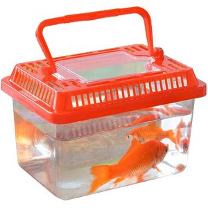 Vierkante Vorm Transparante Voerbox Huisdieren Container Met Handvat Voor Goudvis Schildpad