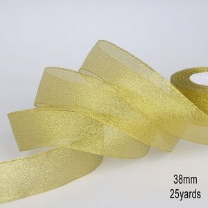 7mm-38mm Om Selectie Glitter Gouden Linten 25 Yards Metallic Glans Bruiloft Kerstversiering Wedding Card wikkelen
