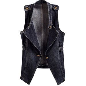 Slanke Zwarte Vrouwen Denim Vest Zomer Mouwloze Jas Vrouwelijke Vest Katoen Jeans Vest Plus Size Dames Vesten Herfst