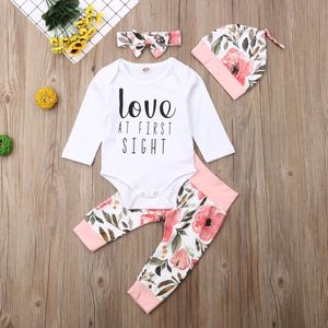 0-24 maanden US Pasgeboren Baby Meisje Baby Lente Herfst Lange Mouw Kleding Set Romper Bodysuit Broek Outfit