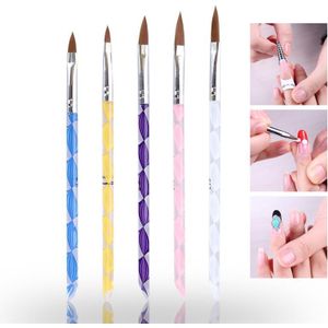 5 Pcs Acryl Nail Art Uv Gel Carving Penborstel Liquid Powder Diy Gereedschap Nail Art Display Pen (Willekeurige maten En Kleuren)