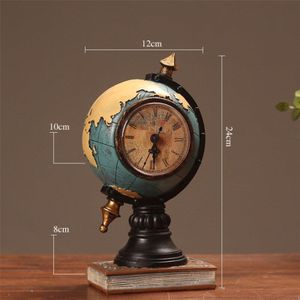 Amerikaanse Retro Home Decor Meubels Globe Vorm Tafel Klok Woonkamer TV Kast Decoratieve Klok Office Desktop Ornamenten