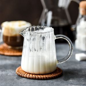 250Ml Japanse Streep Melkkan Warmte-Resistantn Glazen Beker Met Handvat Koffie Melk Thee Separator Fair Cup Thuis cafe Drinkware