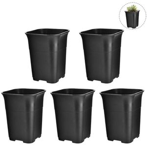 5Pcs Black Vierkante Hoge Taille Mini Kwekerij Pot Planter Vetplant Pot Kleine Plantenbakken