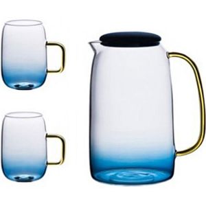 Gradiënt Kleur Marmer Koud Water Transparante Glazen Fles Hittebestendig Pot Waterkoker Theepot Werpers 1.4L
