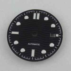 Horloge Deel Blauw/Zwarte Wijzerplaat Voor NH35 NH35A Beweging Datum Display Wave Patroon Nologo