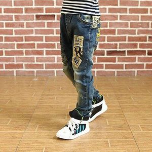 Kinderen kleding jongens lange stijl katoen jeans 3-13 Y tiener Herfst lente denim broek tiener broek casual broek