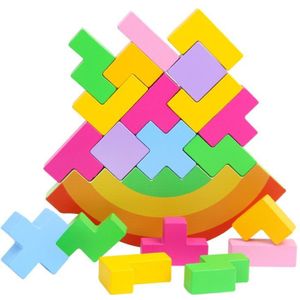 Baby Houten Tangram Brain Teaser Puzzel Regenboog Balans Puzzel Tetris Game Intellectuele Educatief Baby Speelgoed Kinderen