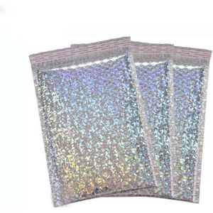 10Pcs Holografische Metallic Bubble Mailer Verpakking Glamour Kleurrijke Zilveren Shades Folie Kussen Padded Enveloppen