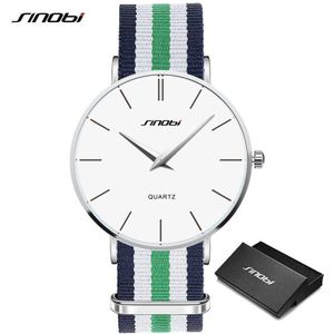 Sinobi Top Luxe Mode Unisex Horloges Mannen Horloge Nato Duurzaam Nylon Band Ultra Dunne Quartz Klok Reloj Hombre