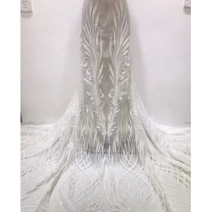 Pgc Groene Afrikaanse Kant Stof Zware Sequines Franse Mesh Kant Stof Voor Wedding Party Jurk Naaien LY101-10