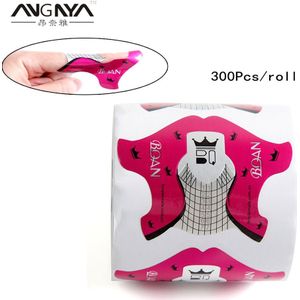 Angnya 50/100/300Pcs Vis Vorm Rood Nail Forms Franse Acryl Uv Gel Tips Extension Builder Vorm gids Stencil Manicure Gereedschap
