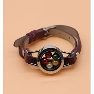 Leer Warp Armband 316L Rvs Parels Medaillon Drijvende Medaillon Voor Vrouwen 9 Kleuren Twist Glazen Medaillon