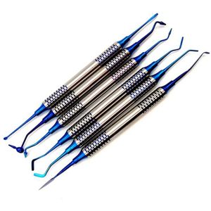 6Pcs Dental Composiet Hars Vullen Spatel Titanium Plated Hoofd Hars Filler Set Dikke Handvat Restauratie Set Tandheelkundige Instrument