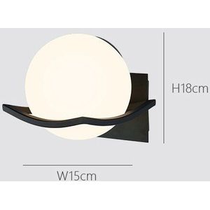 Moderne Glazen Wandlamp Maan Goud Zwart Wit Ronde Indoor Nachtkastje Leeslamp Gemonteerd Nordic Hout Led Wandlamp armatuur