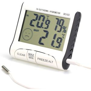 Digitale LCD Outdoor Indoor Weer Thermometer Hygrometer Vochtigheid Meter C/F Temperatuur Controller Knop Batterij Huishouden