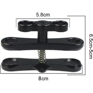 Aluminium Duiken Bal Klem 2 Gaten Lange Vlinder Clip Slr Camera Licht Arm Lade Beugel Mount Adapter Onderwater Fotografie