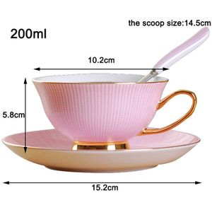 Britse Stijl Roze Goud Bone China Koffie Kop en Schotel Set High-end Afternoon Tea Pastorale Stijl Bloem Thee cup