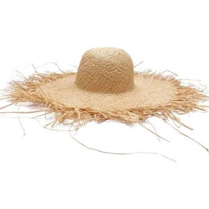 Handgemaakte Vrouwen Stro Zon Hoeden Grote Brede Rand Gilrs Natuurlijke Raffia Panama Beach Straw Zon Caps Voor