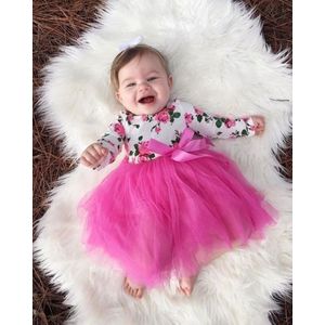 Pasgeboren Meisje Baby Romper Jumpsuit Bodysuit Tulle Lace Jurk Kleden Outfit Bloemen Jurk Voor Baby Meisjes