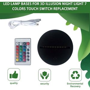 Led Lamp Bases Voor 3D Illusion Nachtlampje 7 Kleuren Touch Schakelaar Afstandsbediening Vervanging Base Voor 3D Tafel Bureau lampen