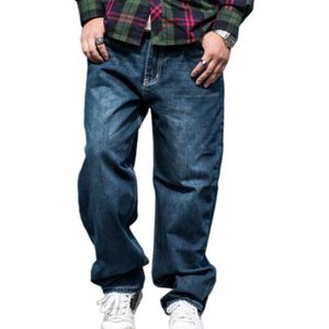 Heren Lente Herfst Wijde Pijpen Baggy Jeans Broek Mannen Blauw Rechte Jeans Hip Hop Losse Lange Jeans Broek Mannelijke Plus size 42 44 46