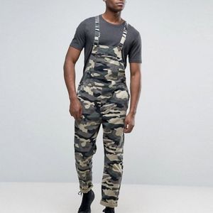 Mens Bib Overall Broek Lichtgewicht Casual Loose Fit Walkshort Jumpsuit Knop Denim Rompertjes Camouflage Overalls Gat Jeans