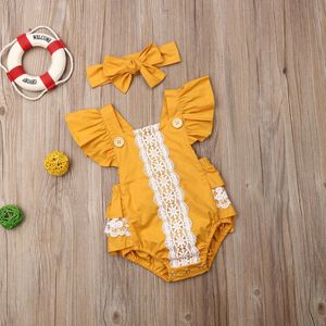 Pasgeboren Baby Baby Girl Zomer Ruches Romper Bodysuit Jumpsuit/Jurk Outfit