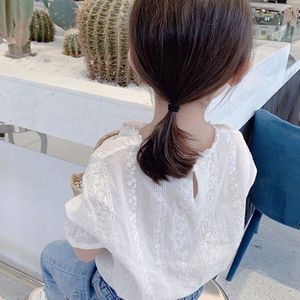 Baby Meisje Blouse Wit Zomer Peuter Meisjes Korte Mouw Blouses Kinderen Kleding Kids Tops Baby 80 ~ 130 Boog