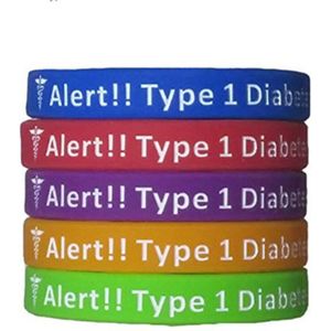 1 pc Type 1 Diabetes Armbanden Siliconen Medische Alert Insuline afhankelijke Polsbandjes Volwassen Maten