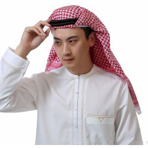 135*135Cm Tulband Mannen Plaid Headwrap Islamitische Mannen Hoofd Sjaal Traditionele Kostuums Moslim Hijaabs Dubai Arabische Ramadan Bid caps