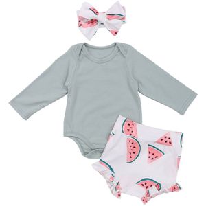 Herfst Baby Jongens Meisjes Kleding Pasgeboren Baby Baby Watermeloen Print Lange Mouwen Rompertjes Tops + Hoge Taille Shorts Kids suits