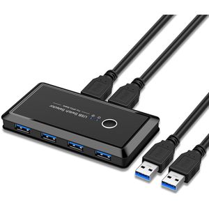 Usb Kvm Switch Box Usb 3.0 2.0 Switcher 2 Poort Stuks Delen 4 Apparaten Voor Toetsenbord Muis Printer Monitor Met 2 Usb Kabel