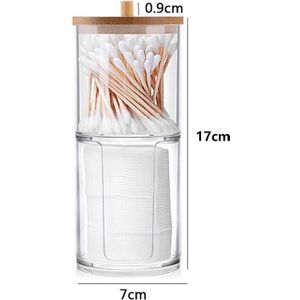Opbergdoos Voor Wattenstaafjes Staaf Make Wattenschijfje Organizer Cosmetica Sieraden Badkamer Qtip Container Met Bamboe Deksel
