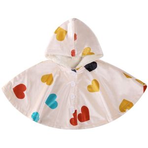 Emmababy Herfst 0-24M Baby Meisje Kleurrijke Hart Print Hooded Mantel Enkele Breasted Innerlijke Pluche Fluwelen Lange mouwen Jas