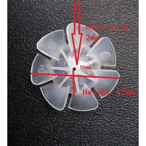 Plastic motor propeller föhn fan blade 7 blades 2mm gat 55mm diameter 17mm hoogte
