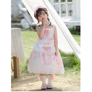 Zomer Japanse Zoete Lolita Band Kinderen Jurk Vintage Hoge Taille Leuke Victoriaanse Kids Jurk Kawaii Meisje Cosplay Lolita