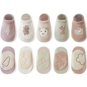 5 Paren/partij 2022New 0-3Years Anti-Slip Non Slip Sokjes Met Grips Voor Baby Peuter Kids Jongens Meisjes Alle seizoenen Katoenen Sokken