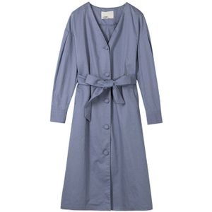 Inman Herfst Arrval Retro Hongkong Stijl Taille Riem Equipmented Fit Vorm Vrouwen Lange Trenchcoat