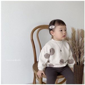 2022 Spring Baby Dot Print Sweatshirt Girl Clothes Cute Infant Long Sleeve Tops Kids Pullover Boys Casual Sweatshirt