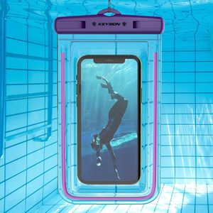 Keysion IPX8 Waterdichte Tas Voor Samsung Xiaomi Redmi Mobiele Telefoon Zwemmen Case Lichtgevende Onderwater Pouch Voor Huawei Iphone Oppo