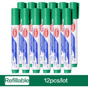 12 Stks/partij Uitwisbare Whiteboard Pen Set School White Board Markers Droge Gum Hervulbare Zwart Blauw Rood Vergadering Klaslokaal Levert