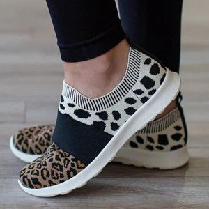 Herfst Pu Casual Schoenen Vrouwen Flats Loafers Schoenen Luipaard Print Elastische Casual Schoenen Comfortabele Lichtgewicht Flats