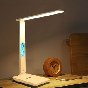Moderne Business Led Bureau Lamp Touch Dimbare Opvouwbaar Met Kalender Temperatuur Wekker Tafel Leeslamp Laopao