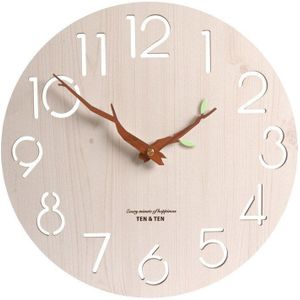 Kofferbak Naald Holle Wandklok Houten Blad Gloeiende Minimalisme Originele Ecologie Klokken Vintage Horloge Woonkamer Home Decor 3D